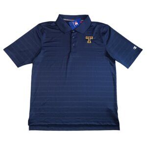 Trinity Bantams Mens Size Medium Polo Shirt Blue Short Sleeve Champion NCAA